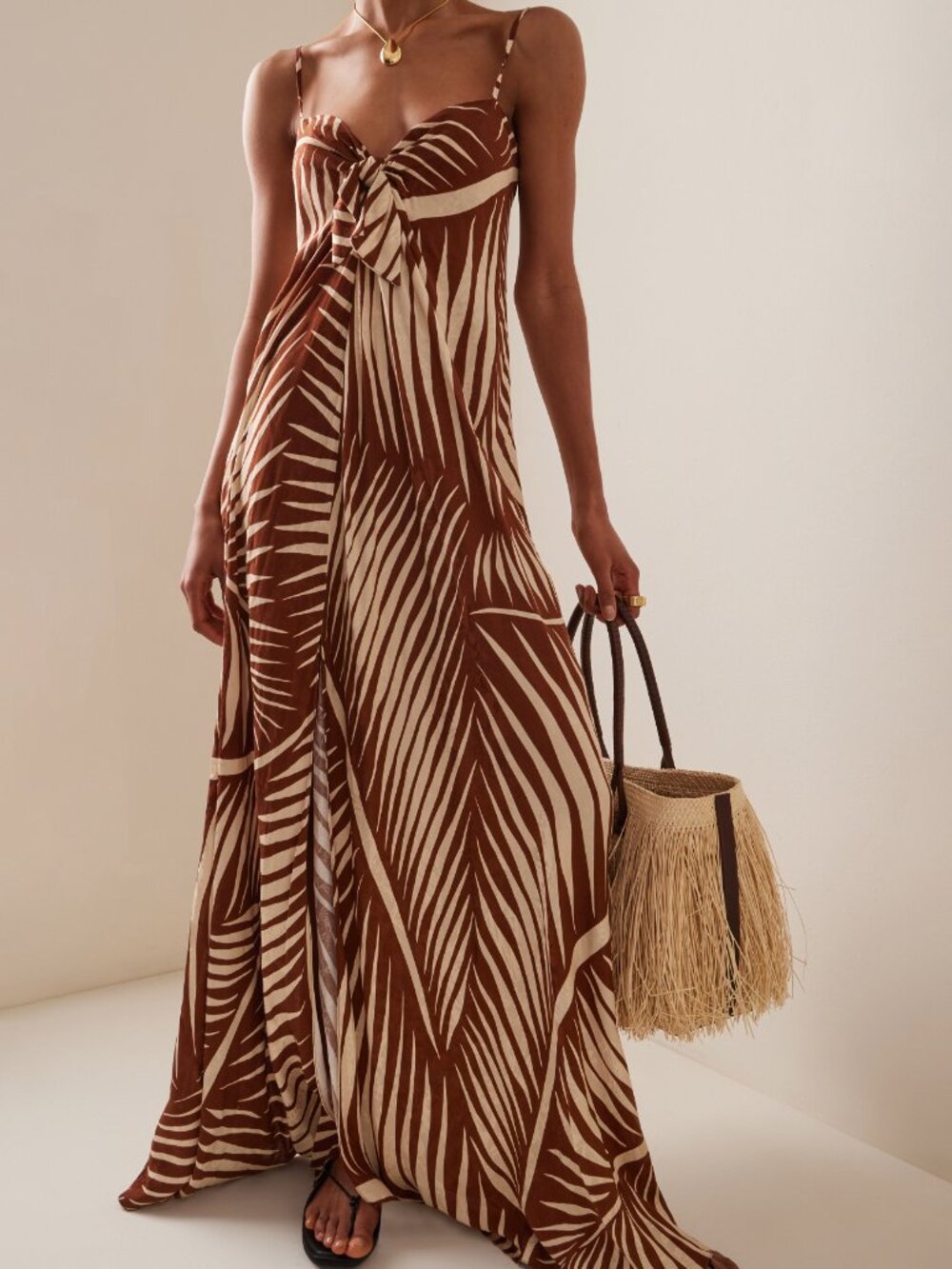Johanna Ortiz Mythical Gaucho Tie-Detailed Jacquard Maxi Dress Size 4 MSRP $1750